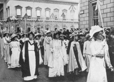 Image of women marching for the right to vote