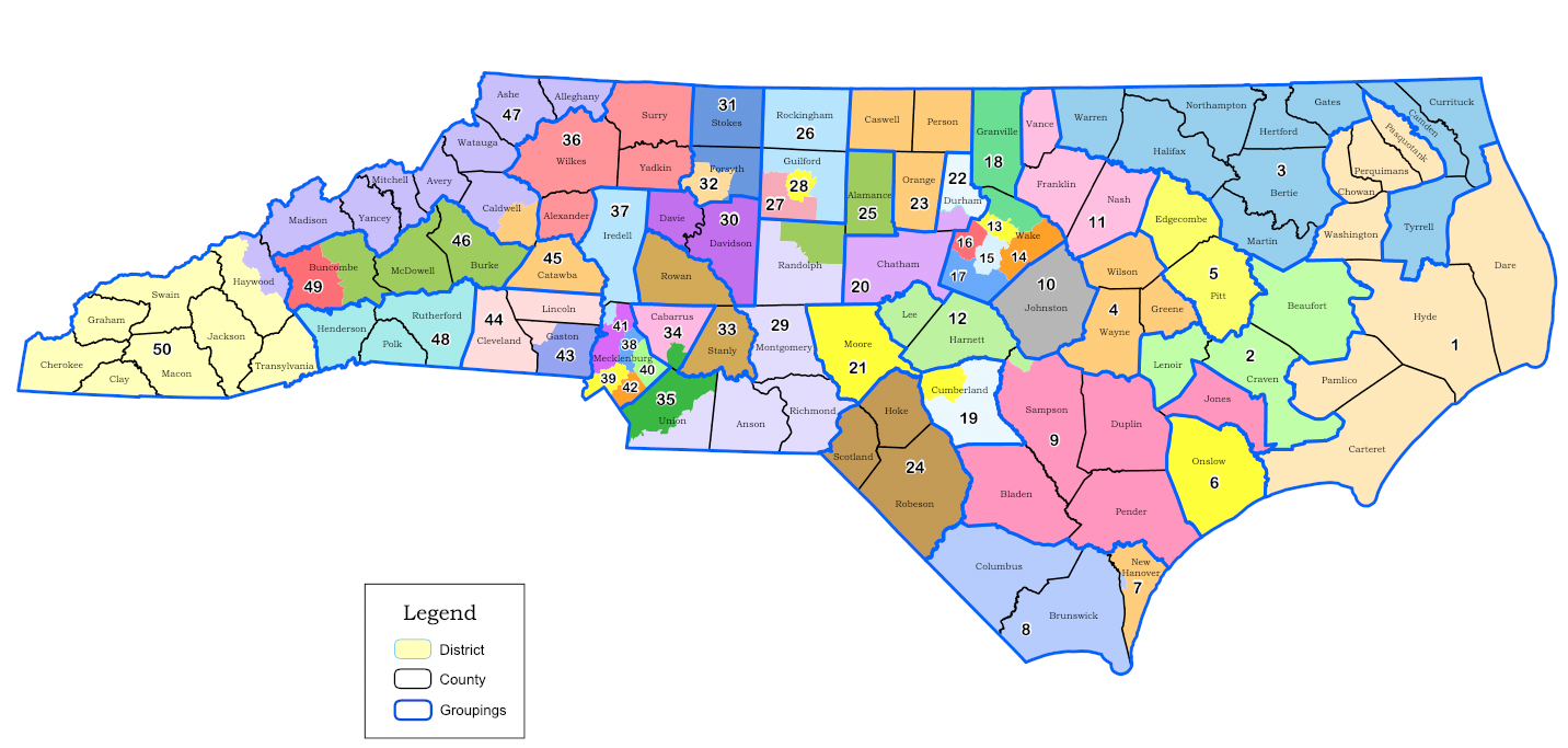 Map of North Carolina Senate Districts