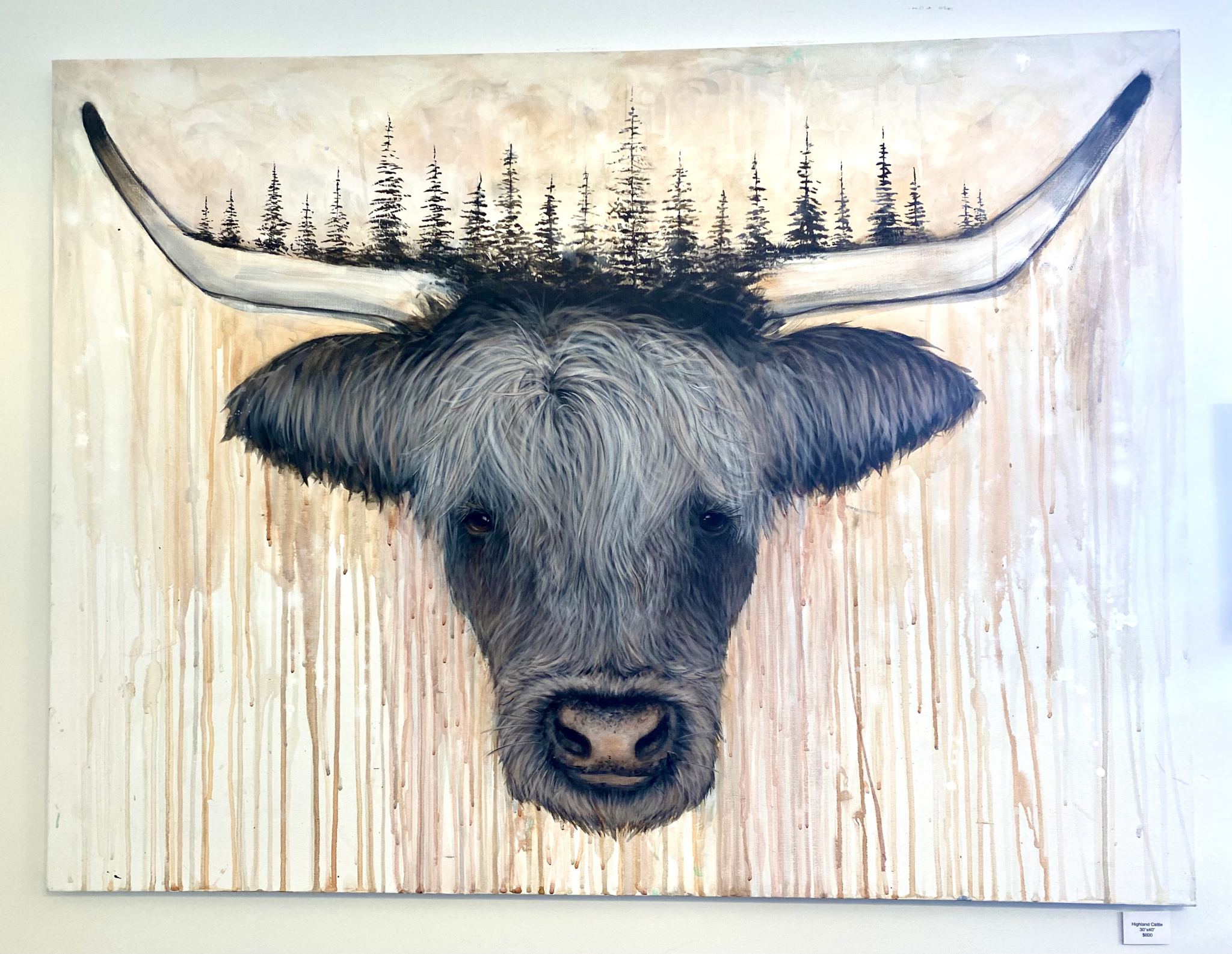 Abstract painting of a cow's head done by a NC artist with a disability